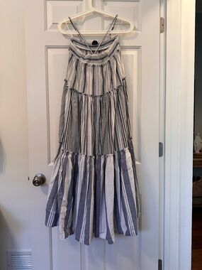J. Crew Navy and White Striped Tiered Maxi Dress (and skirt)